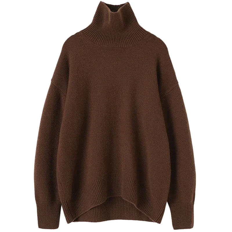 

Classic Turtleneck Pullover Loose 100% Cashmere Winter Warm Sweater Women New Latest Fashion for Women Clothes