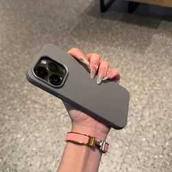 Luxury Leather Texture Soft Silicone Case with Retro Metal Camera Ring Cover - iPhone 14 Pro (Gray)