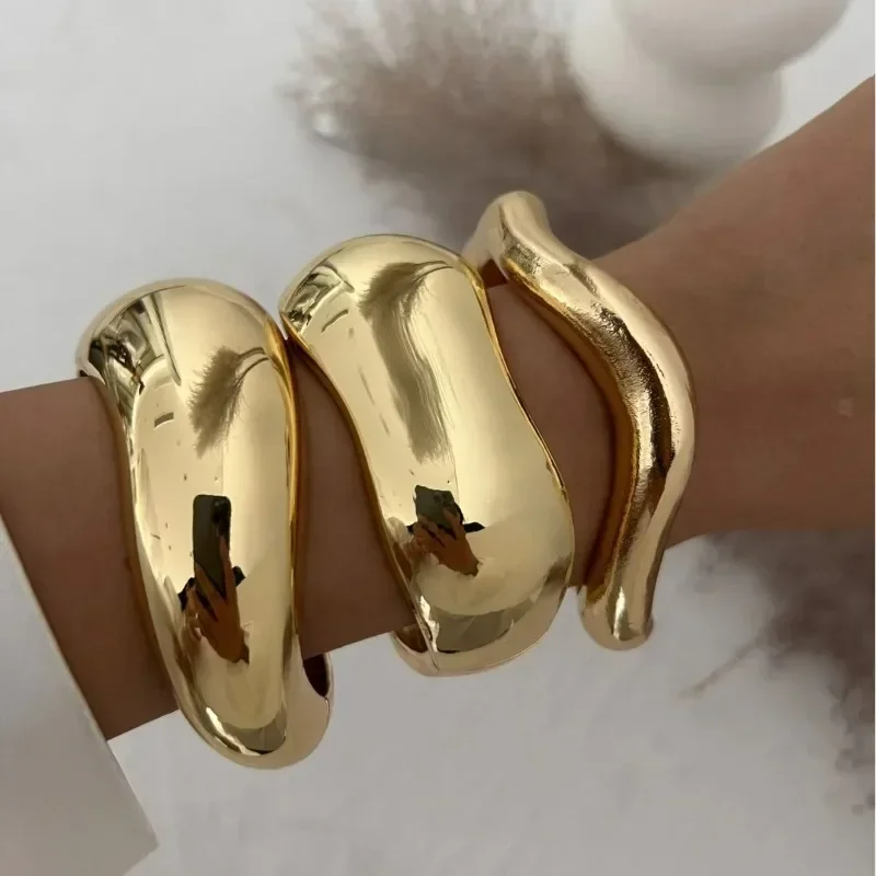 Wide Cuff Bangles Punk Geometric Metal Large Bangles for Women Men Exaggerated Luxury Jewelry bangle bracelet