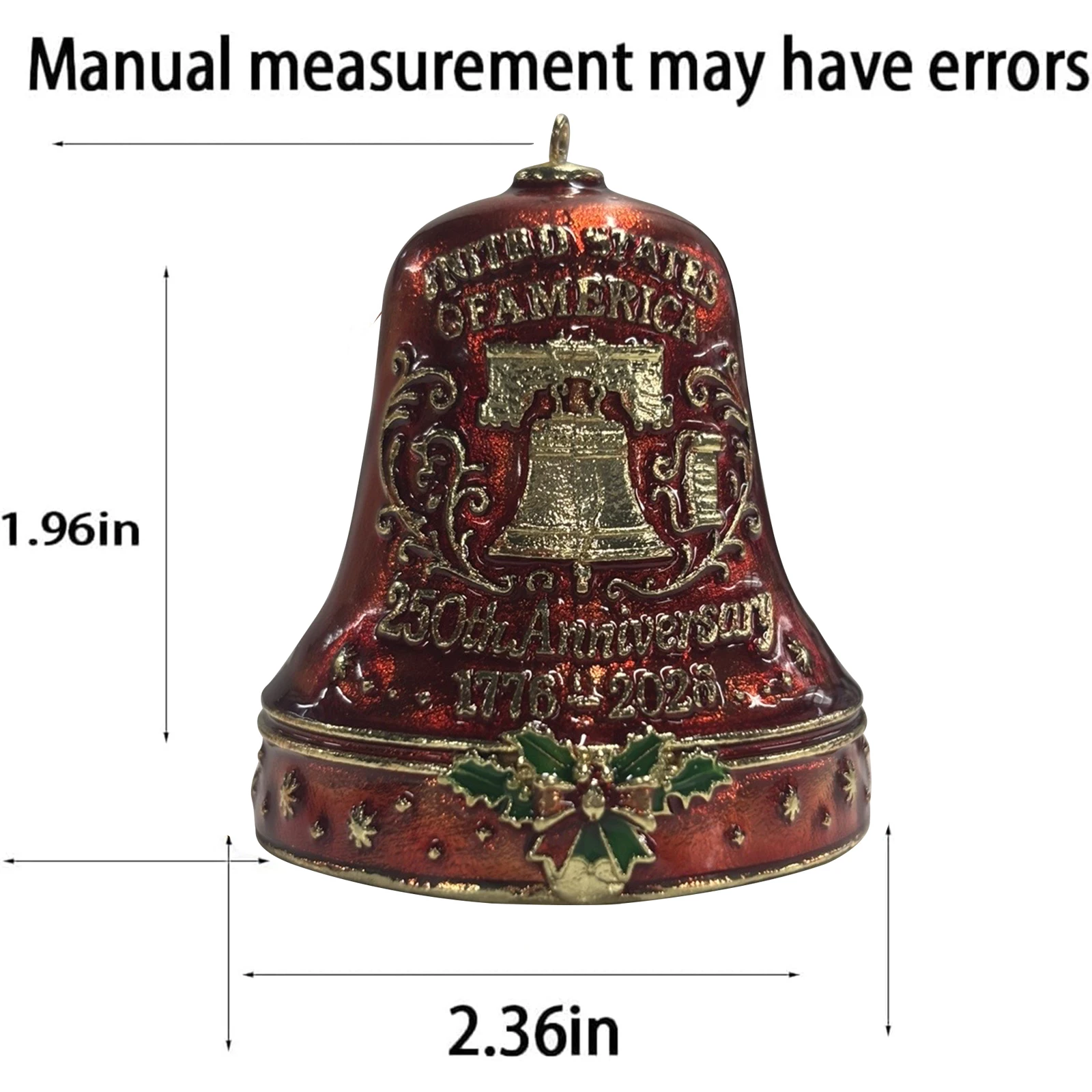 Metal Patriotic Bell Ornament for US 250th Anniversary Decor