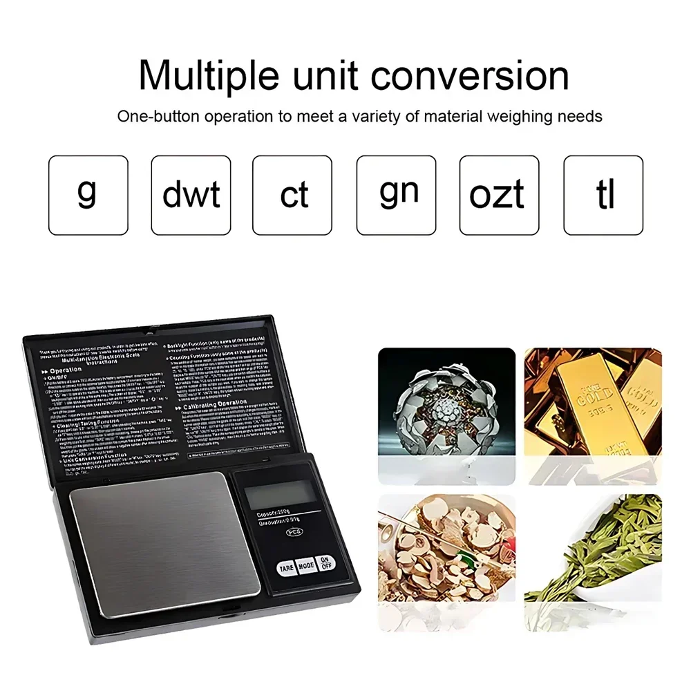 주얼리 그램 무게추, 정밀 LCD 미니 디지털 체중계, 고정밀 백라이트 전기 포켓, 200g, 500g, 0.01g