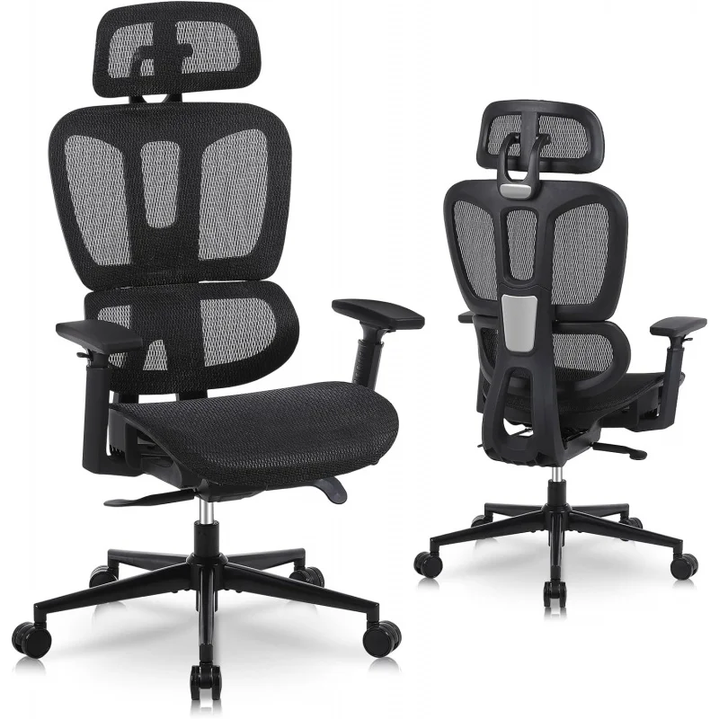 

Ergonomic Office Chair with Lumbar Support, High Back Home Office Chairs with Adjustable Seat Depth, 3D Armrests & Headrest,