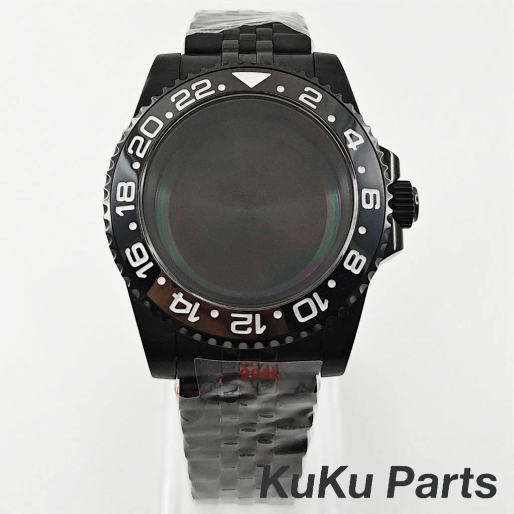Black Purple GMT Bezel Watch Case with PVD Black Jubilee Bracelet and Sapphire Crystal