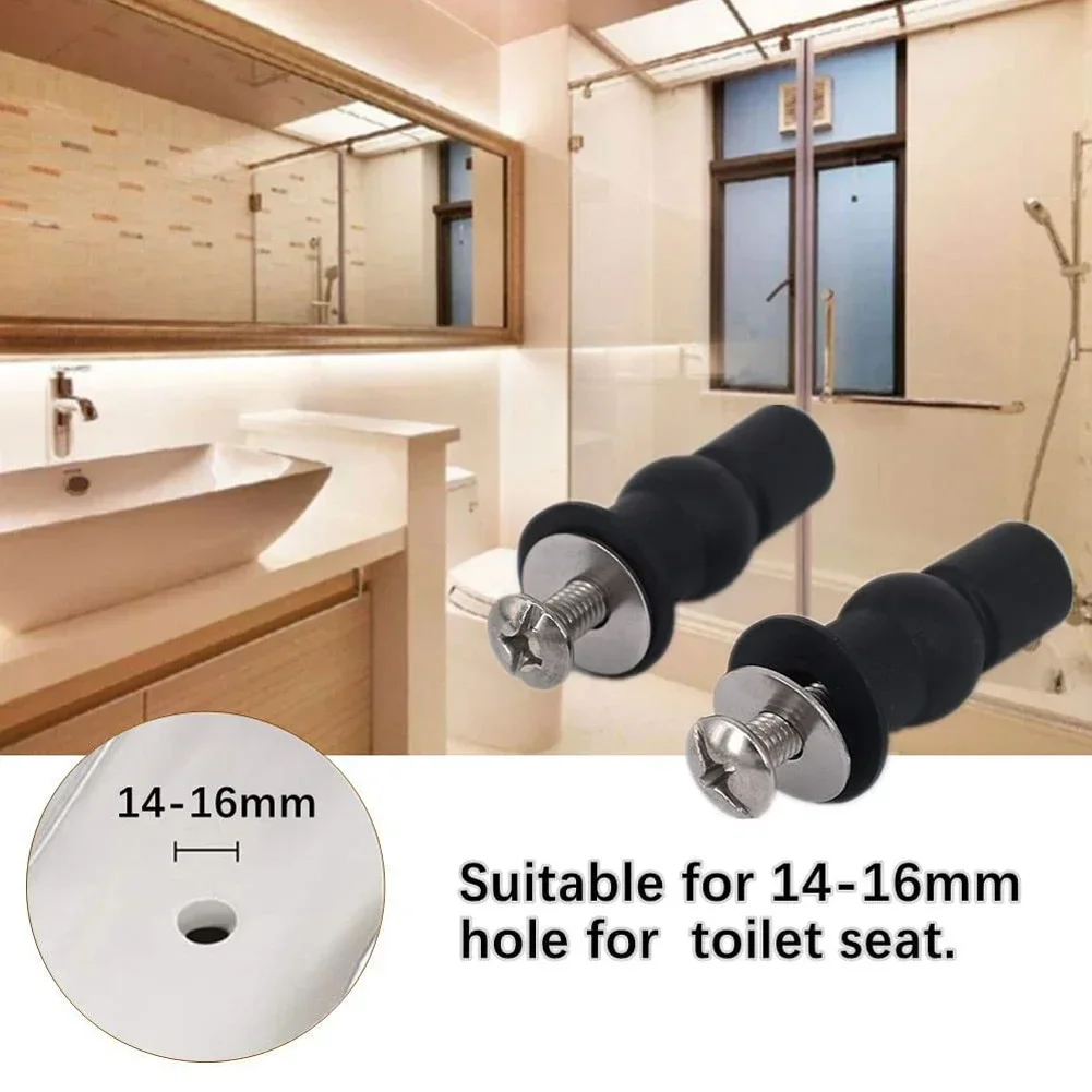 Toilet Seat Accessories 2pcs Toilet Seat Screws Nut Cover Lid Top Fixing Blind Hole Fitting Kits With Rubber Bungs Non-rust Washer For Broken Toilet toilet seat accessories