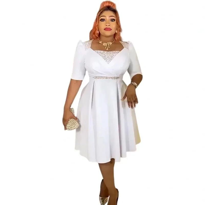 

2024 African Dresses For Women Elegant Spring New Muslim Fashion Abayas Dashiki Robe Kaftan Midi Dress Turkish Africa Clothing