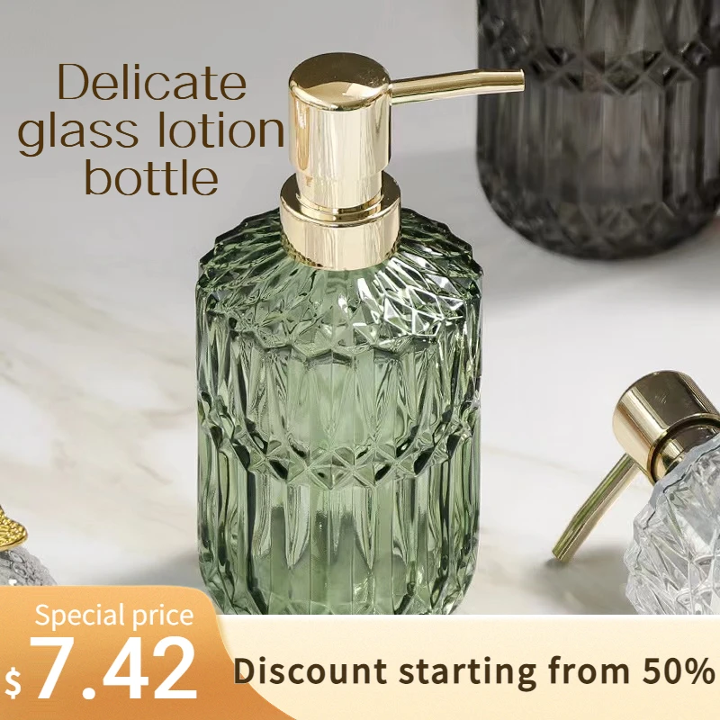 

Bathroom Hand Sanitizer Container Portable Glass Travel Liquid Soap Dispenser 390ml Shampoo Body Wash Dispenser Accessories