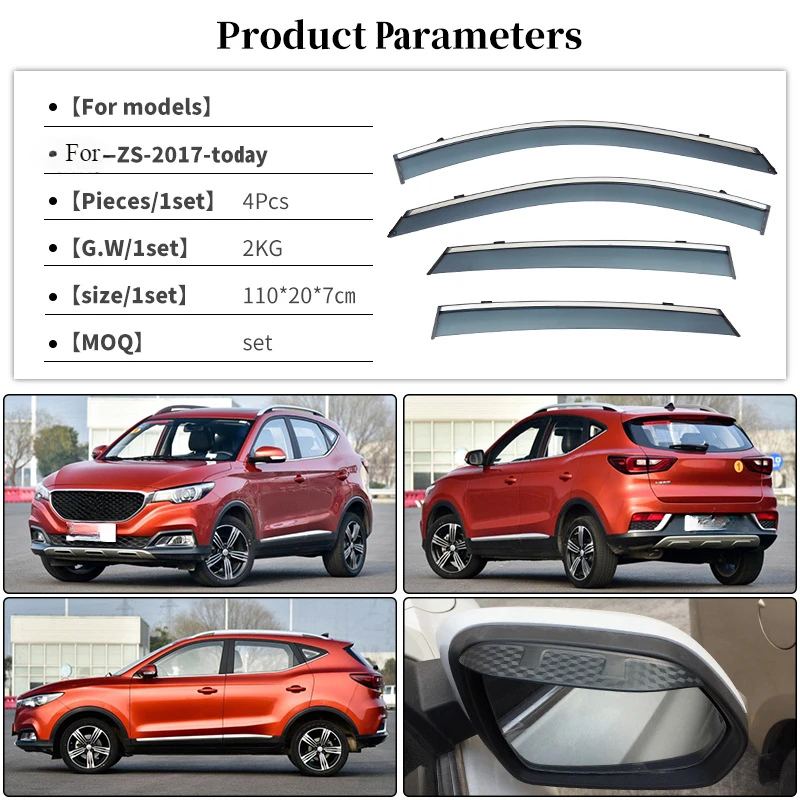 For MG ZX ZS-Astor Accessories Window Visors Weathershields Rain Guard Door Visor Vent Shades Ventvisor Bright Strip