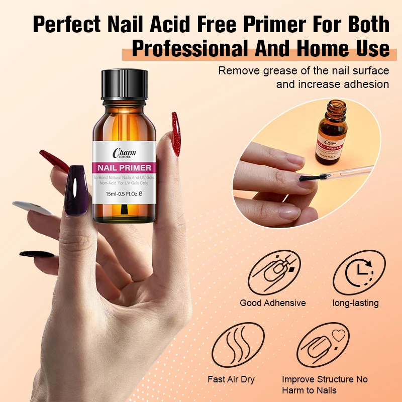 Natural Nail Prep Dehydrator and Nail Acid-Free Primer Set Fast Air Dry For Gel Polish Base Cleaning Agents UV Gel Polish nail art set