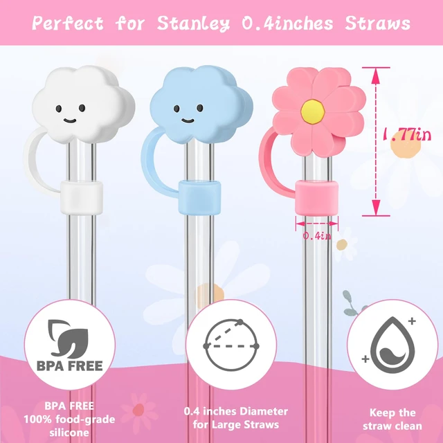 Flower Straw Cover Cap for Stanley Cup Silicone Straw Topper Compatible  with 30