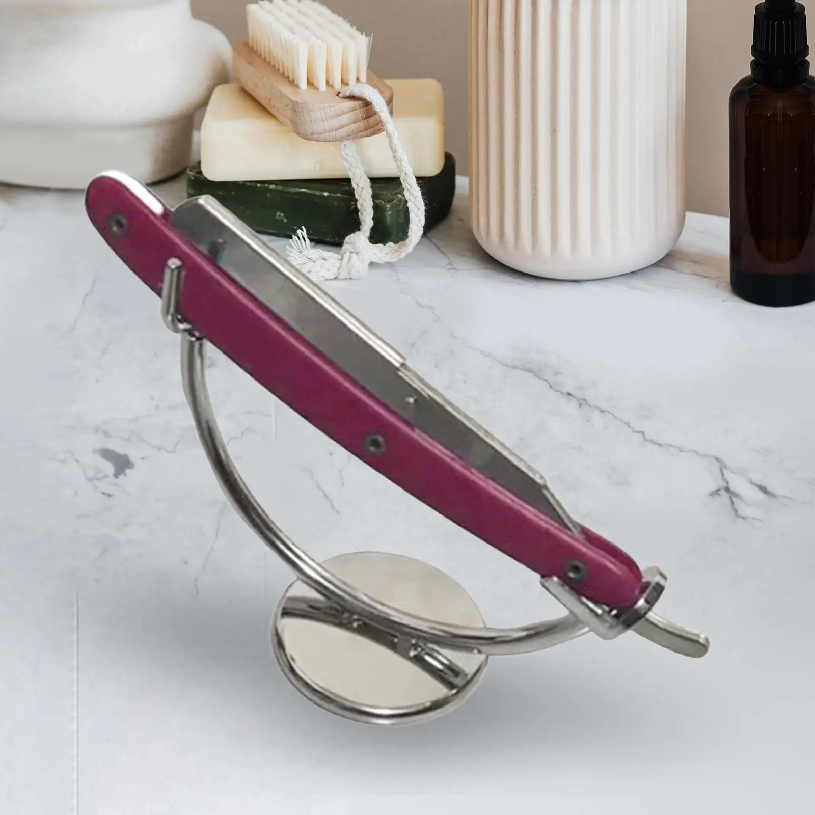 Straight Razor Stand Curved Stand Shaving Stand Polished Metal Accessories