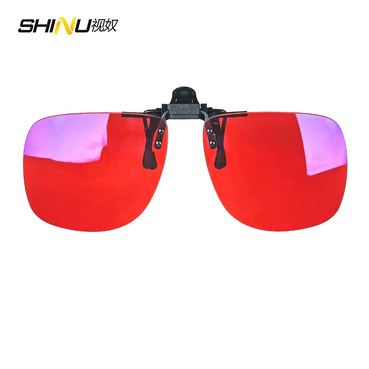 Enhanced Sleep Aid Polarized Clip-On Sunglasses with Square Black Frames and Orange-Tinted Lenses