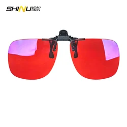 Enhanced Sleep Aid Polarized Clip - On Sunglasses with Square Black Frames and Orange - Tinted Lenses (C6 RED)