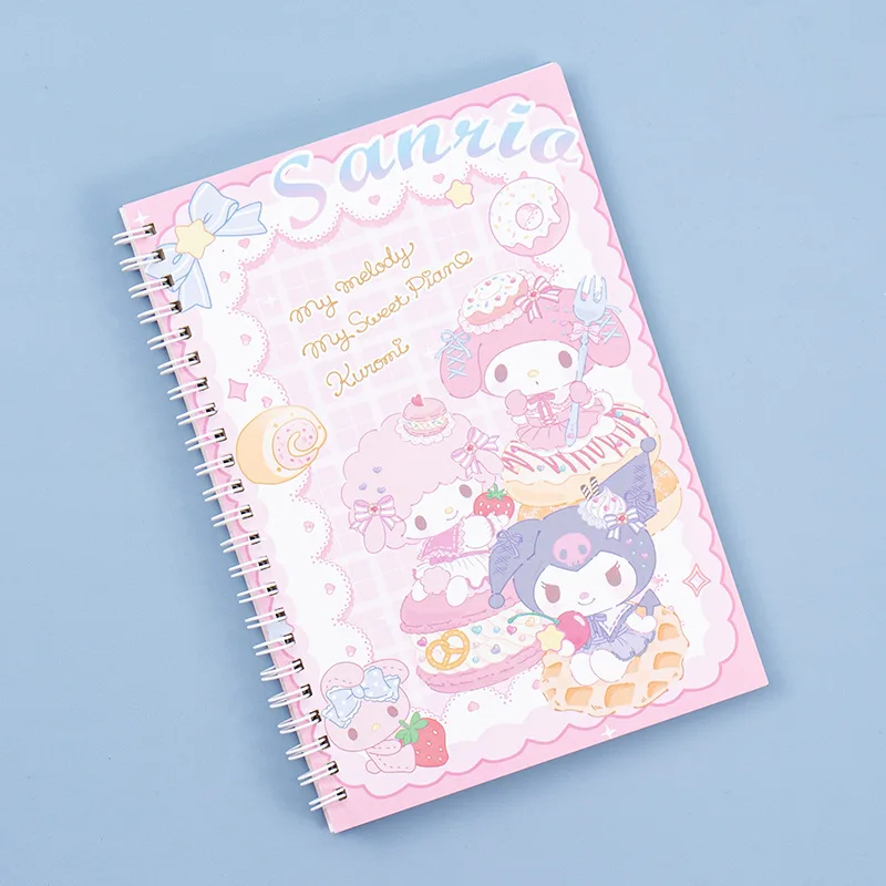 60sheets HelloKitty Cinnamoroll Kuromi Melody Cartoon Magnetic Buckle Coil  Student Mini Portable Pocket Notepad Cute Creative Notebook Stationery Book