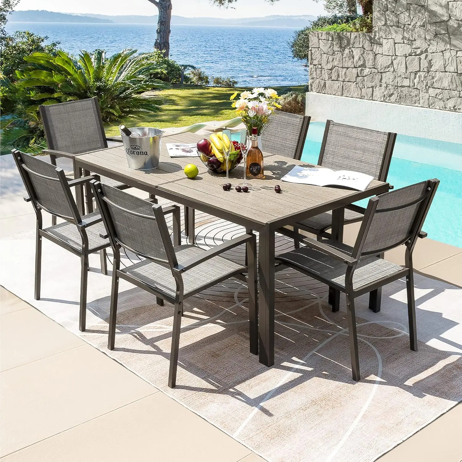 7 Piece Patio Dining Set Outdoor Furniture Set 1