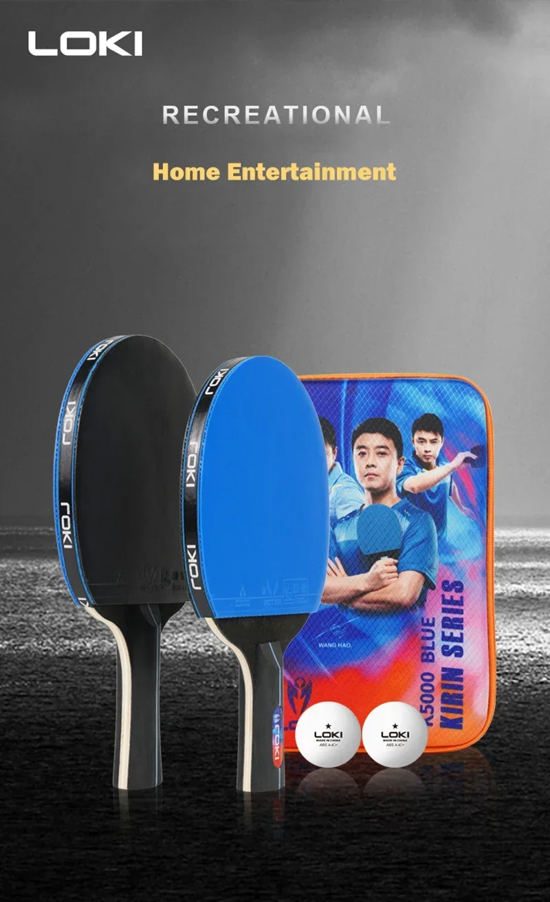 Description Picture 2 of itemLOKI K5000 Table Tennis Racket Set 1pc/2pcs Home Entertainment Ping Pong Rackets with Blue Color Ping Pong Rubber Table Tennis