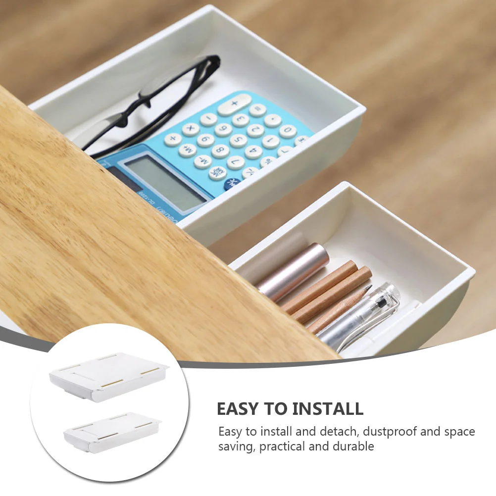 

2 PCS under Desk Storage Drawer Stationery Finishing Plastic Drawers Wall-mounted