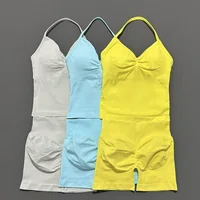 2 Pieces Impact Sports Set Women Backless Tank Yoga Tops High Waist Scrunch Seamless Shorts Sport Gym Set Sportswear Workout Set - Image 3