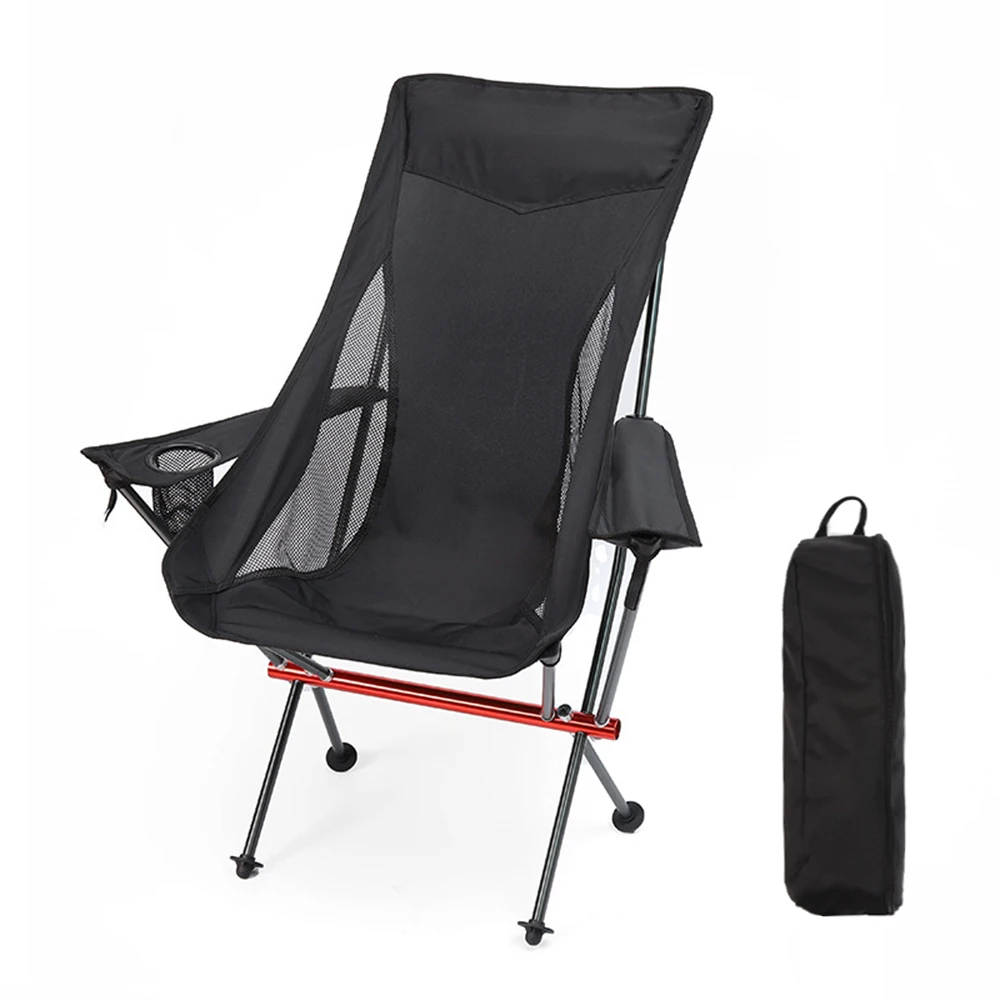 Chaise de pêche aluminium avec accoudoirs et porte-gobelet - Confort et praticité pour pêche longue durée