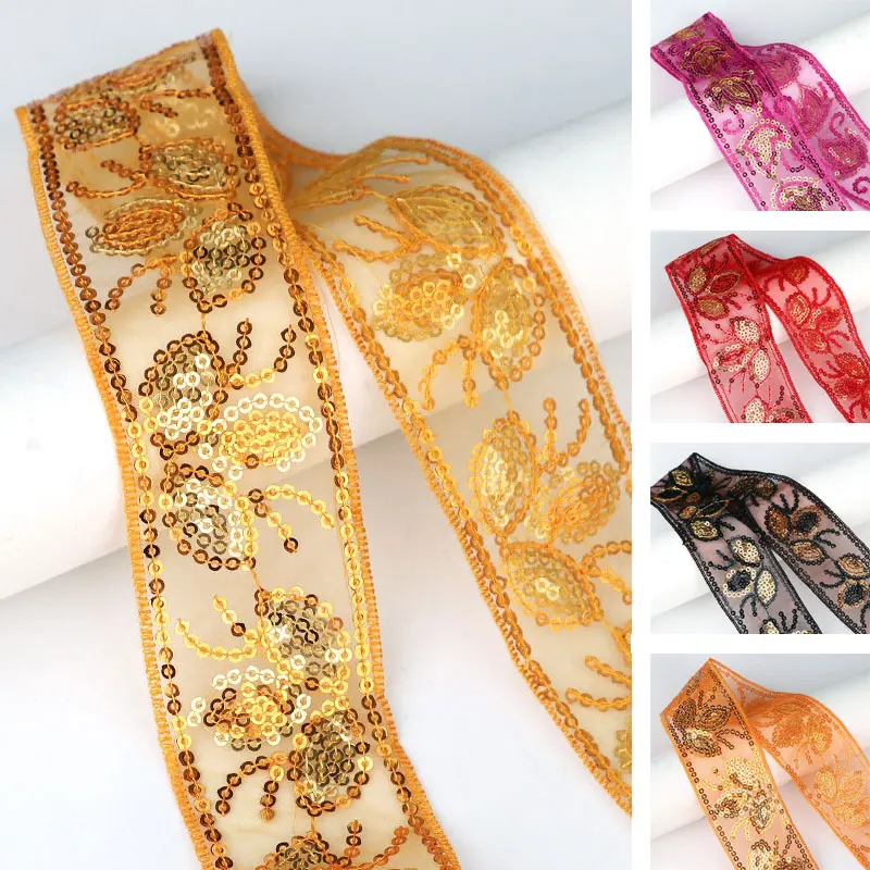 

4cm Maple Leaf Sequins Lace Clothing Accessories Stage Costumes Decoration Accessories Handmade DIY Home Fabric Curtain Decor