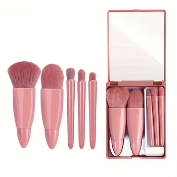 Mini set di pennelli per il trucco, portatile e compatto, un set per un look completo, può aiutare le ragazze a creare il trucco perfetto.