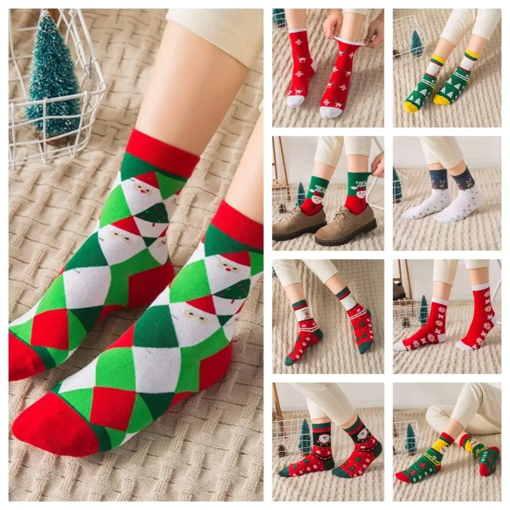 Funny Snow Christmas Socks Thickened Cotton Happy Christmas Socks Middle Tube Socks Elk Christmas Tree Socks Children