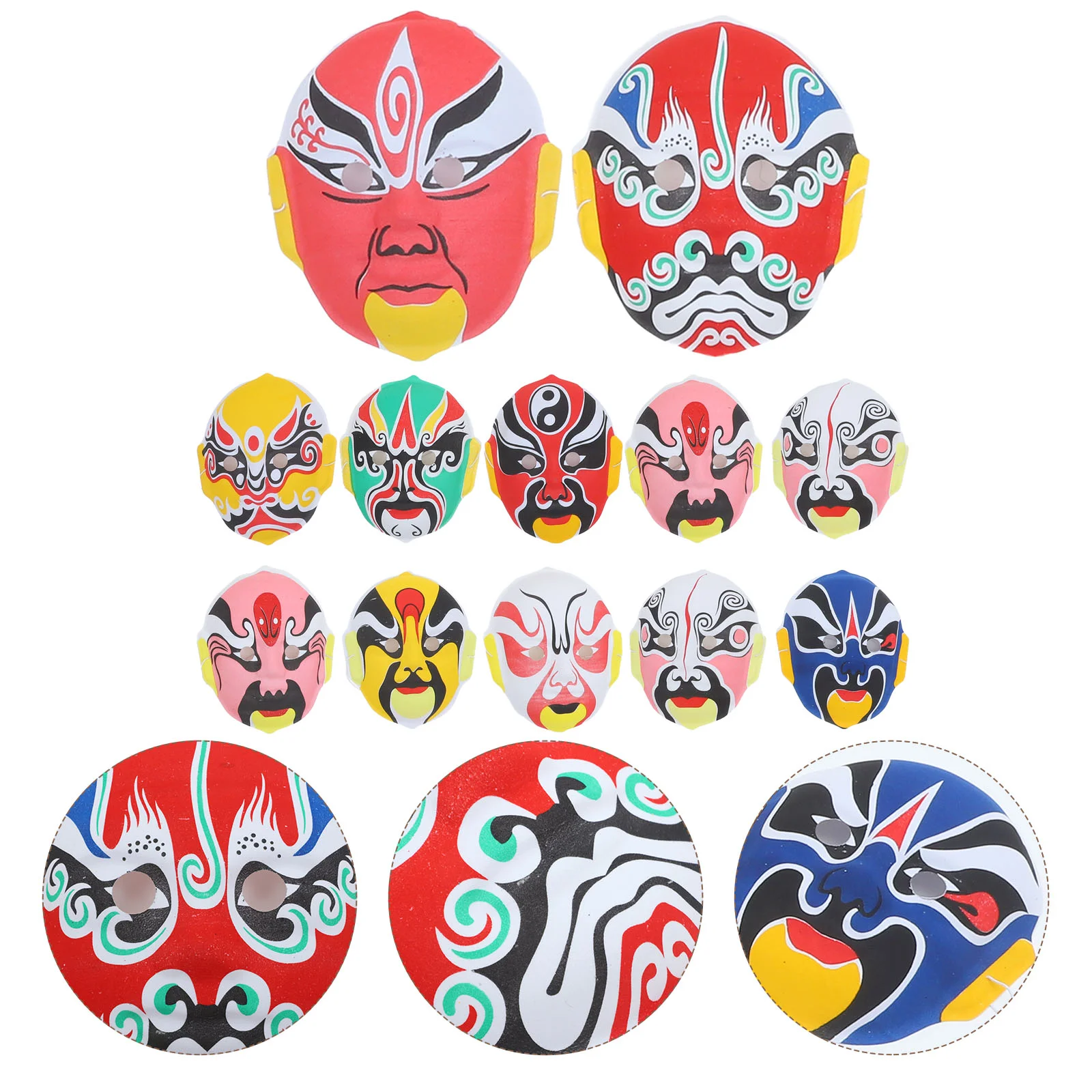 

12pcs Flocking Chinese Opera Facial Masks Performance Cosplay Props Party Supplies (Random Style)