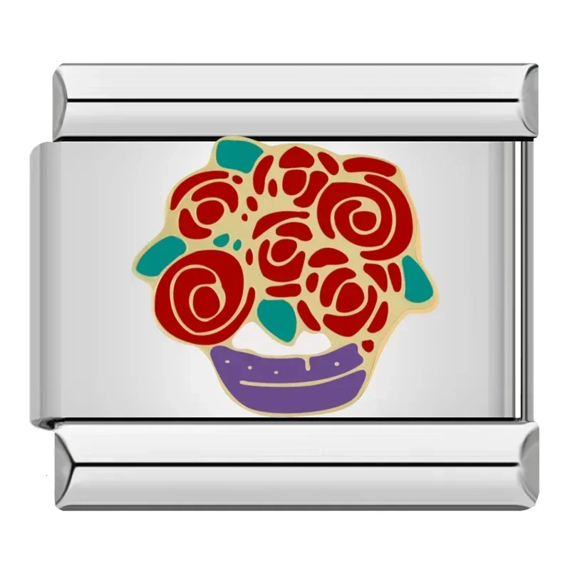 Elegant Rose Flower Charm Bracelet - Stainless Steel, Women's Fashion Jewelry