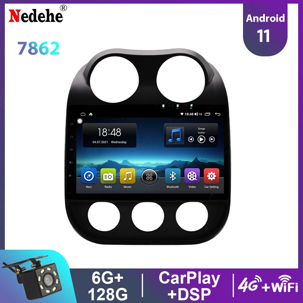 10" Car Radio Stereo Android 11 Multimedia Video Player 2 Din For JEEP Compass 2009 2016