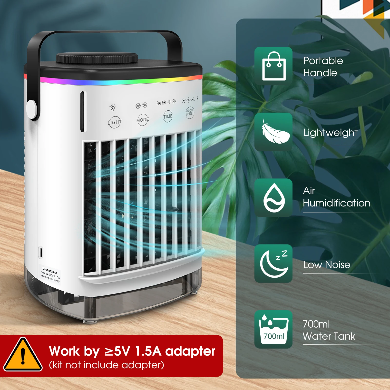 evaporativo, mini ventilador de mesa USB, ar