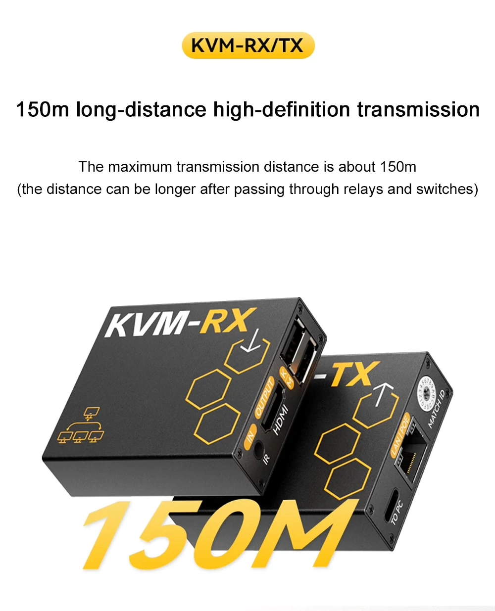 Link Pi KVM-TX/RX HDMI Network Cable Extender Audio Video To RJ45 Network Port K