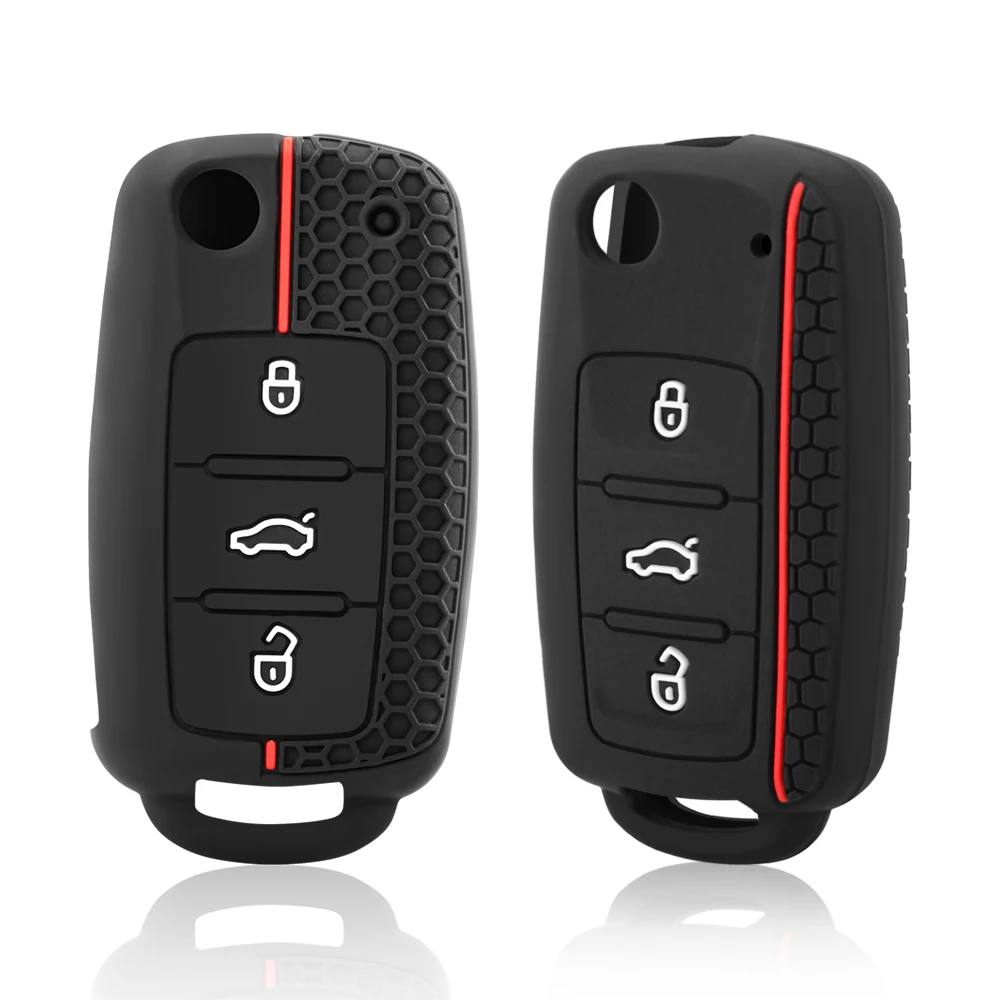 Car Key Case for VW Golf Jetta POLO for Skoda Yeti Superb Rapid Octavia SEAT Leon Ibiza 3 Button Silicone Key Cover key case key case cover car key shell