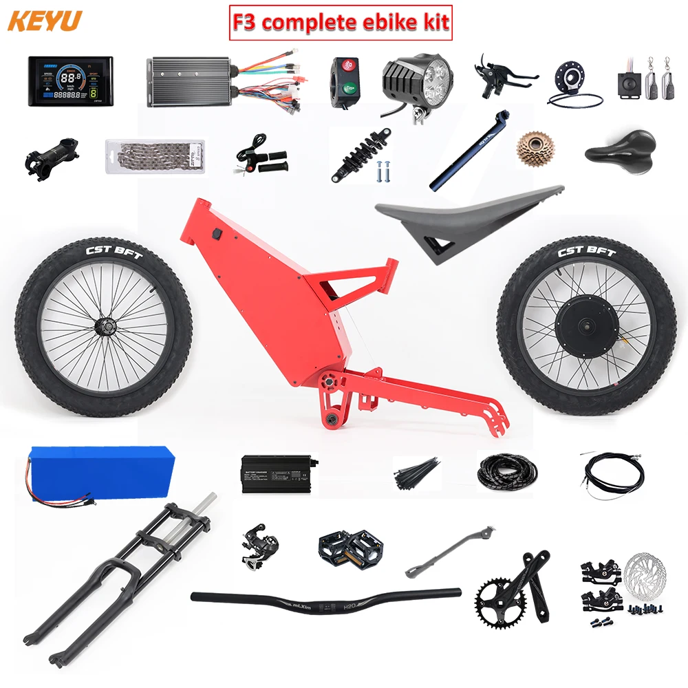 KEYU F3 enduro ebike kit 60V 3000W Electric motorcycle Complete ebike kit conversion electric bike stealth bomber frame