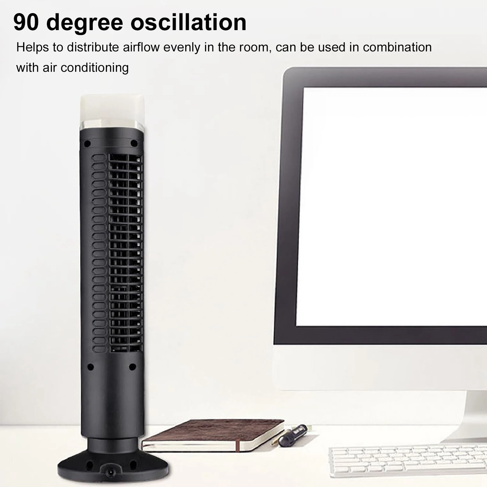 Table Fan Bladeless Fan Bladeless Tower Fan 90 Degree Oscillating Quiet Portable USB Desk Fan with Light for Home Bedroom Office 3
