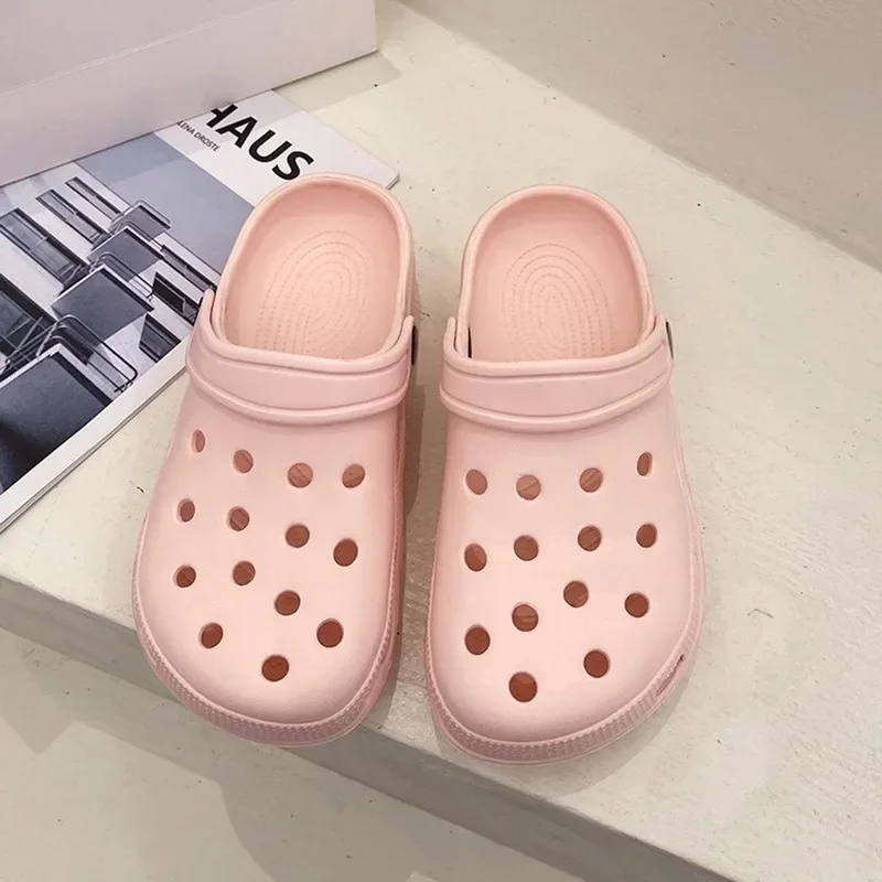Women Clogs Summer Female Sandals Thick Bottom Home Slides Soft EVA Dry Wedges Platform Garden Shoes Beach Sandals Home Slippers 1