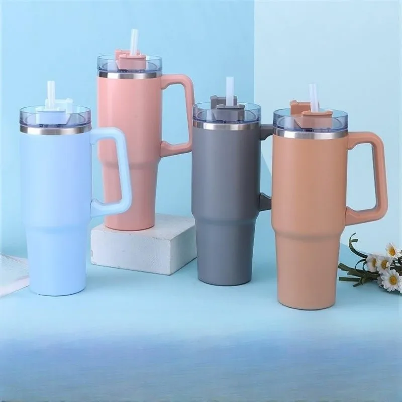 900ml Mug Tumbler With Handle Insulated Tumbler With Lids Straw