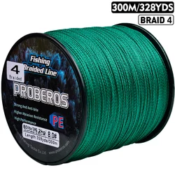 Durable 4 - Strand Braided Multifilament Fishing Line for Long Casting in Freshwater and Saltwater (Green)