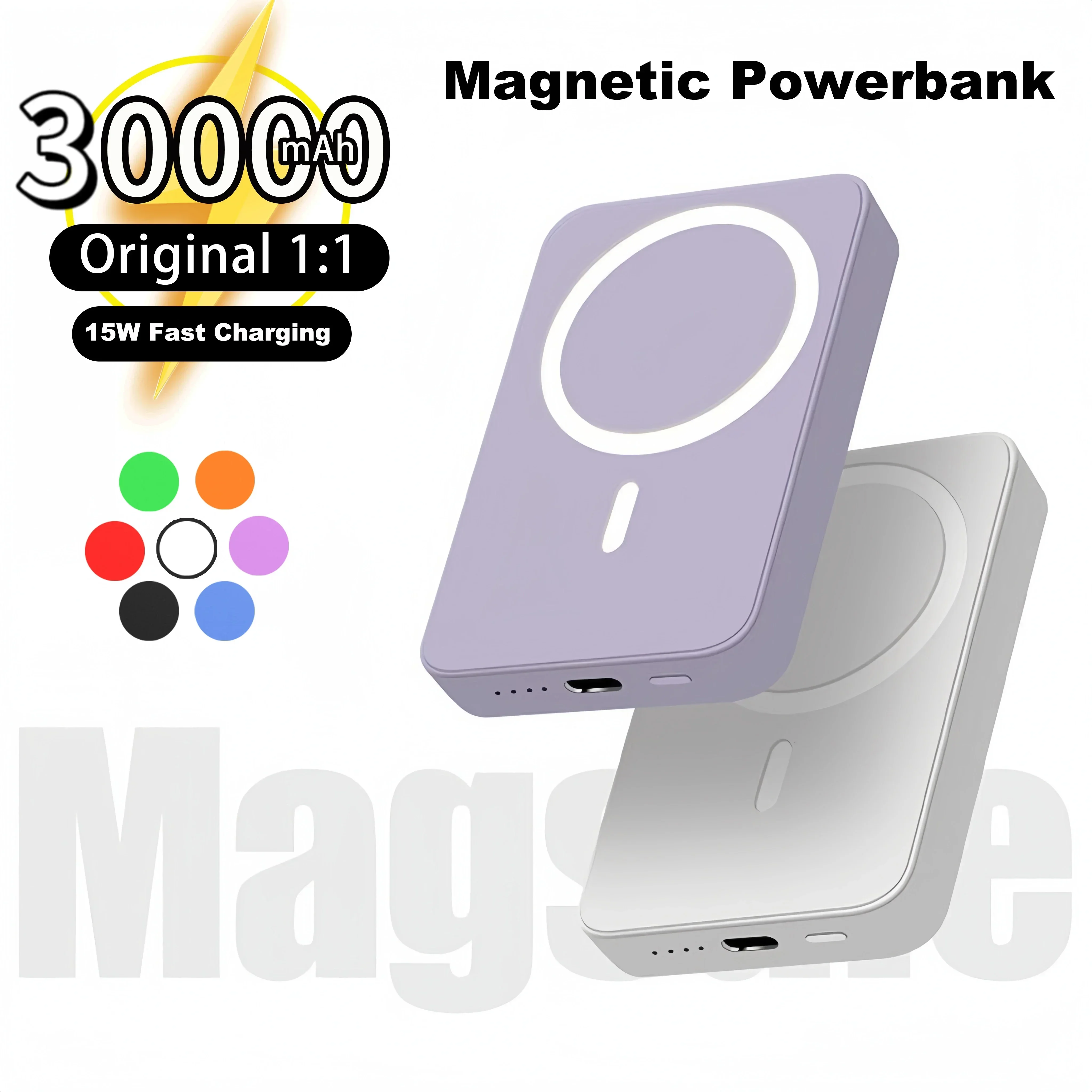Power Bank 20W 30000Mah Magsafe Powerbank Magnetico Wireless 20W Ricarica Rapida Batteria Esterna Tipo-C Per Iphone 15 Xiaomi