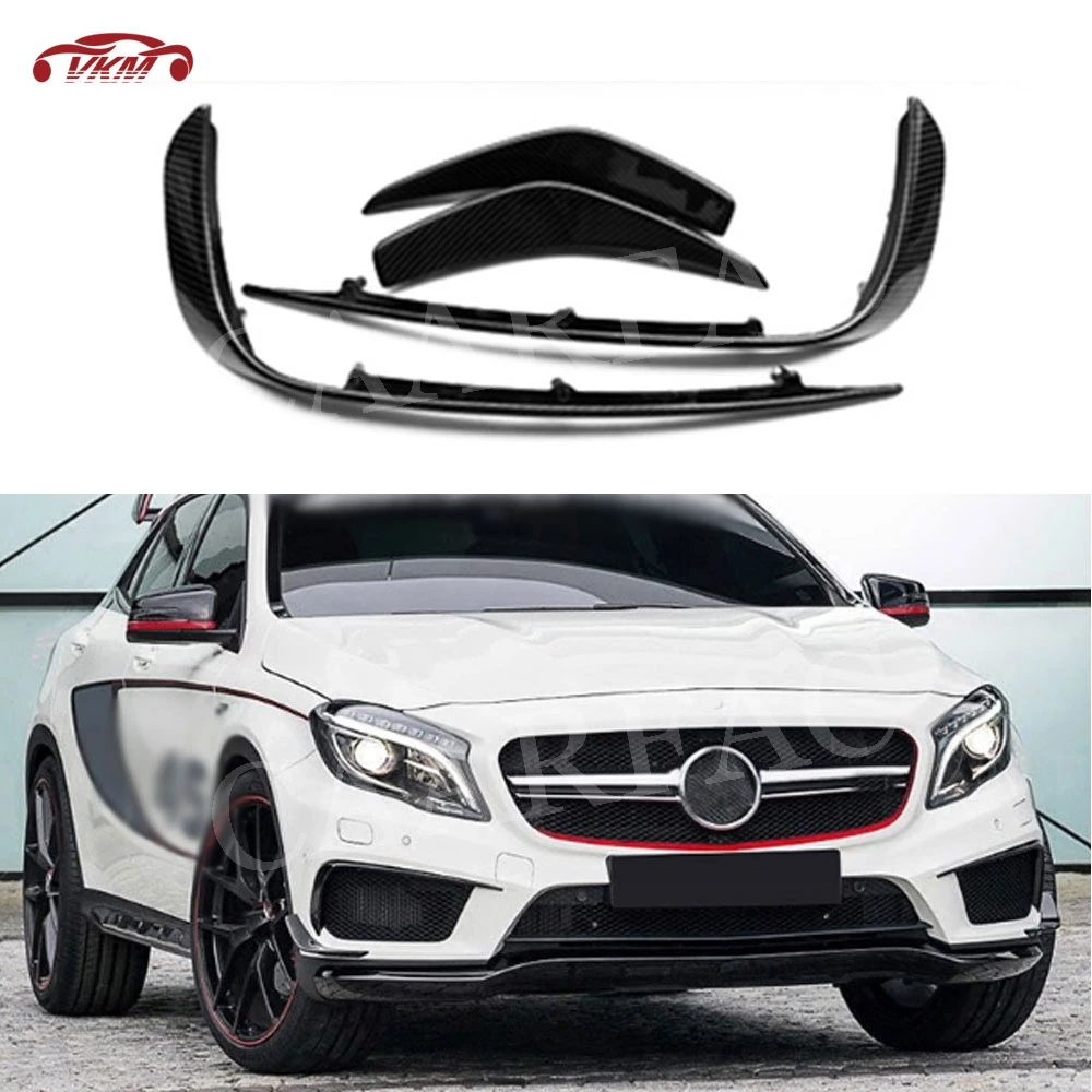 Carbon Fiber Front Bumper FogLamp Eyelids Air Vent Cover Trims Car Styling car bumper guards For Benz GLA Class X156 GLA200 GLA260 GLA45 2014-
