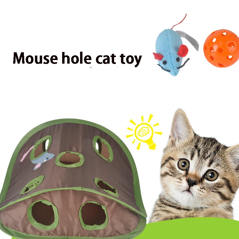 Title 1, 9 Hole Cats Playing Tunnel Foldable Mouse Hunt ...