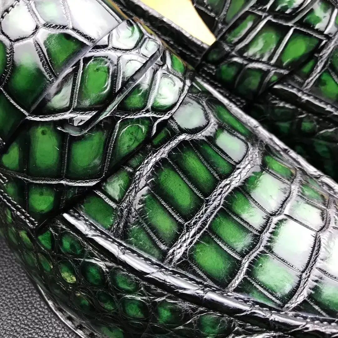 chue s men formal men crocodile leather shoes green color brush