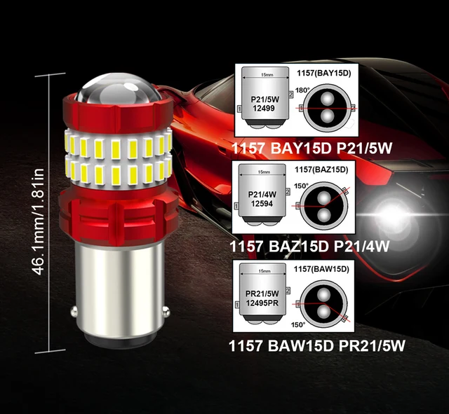 Luci Led P21/5w 12v Lampadina LED P21/5W 1157 - 12V Per Luci Stop E Posteriori, Bianco 6000K (2 Pezzi) Led Per Auto - Foto 8