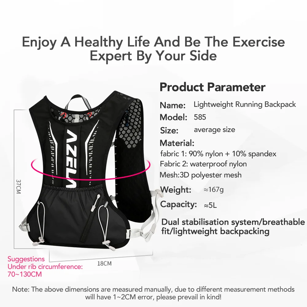 Running Backpack Hydration Vest 5L Lightweight for Bicycle Marathon Hiking