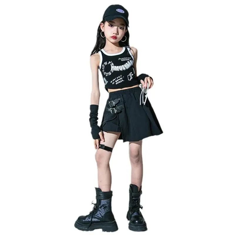 

Kids Hip Hop Cropped Jacket Cool Skirt Girls Streetwear Crop Top Goth Clothes Sets Street Dance Outfit Child Summer Jazz Costume