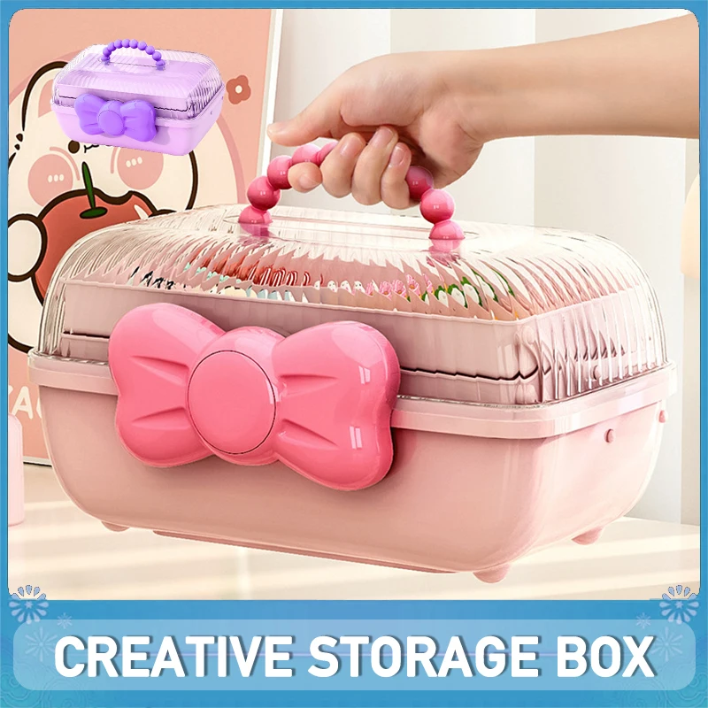 

Kawaii Storage Box Children's Toy Desktop Three Layer Creative Storage Box Hairpin Storage For Hairpins Headwear Storage Box