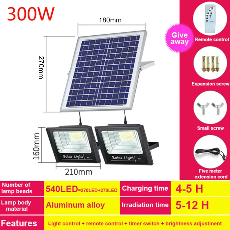 NEW solar led light outdoor Spotlight Flood Light with solar panel Waterproof Solar Street Light With Remote solar garden light solar light bulb Solar Lamps