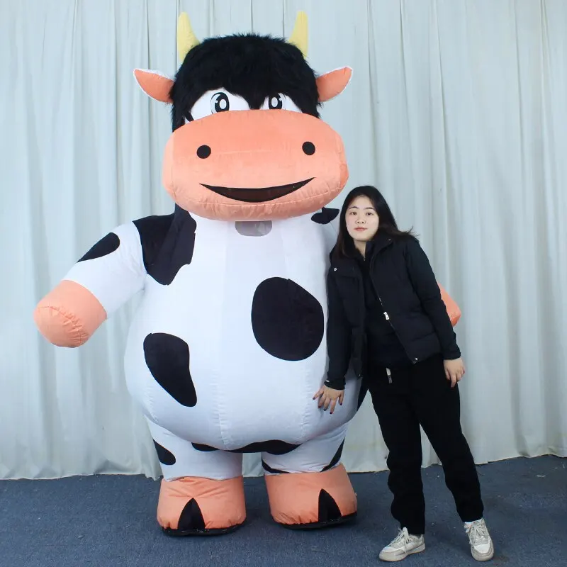 

Simbok Inflatable Cow Costume Blowing Up Cows Costume Mascot Performance Props Full Body Wear-on Costumes Farm Party for Cosplay