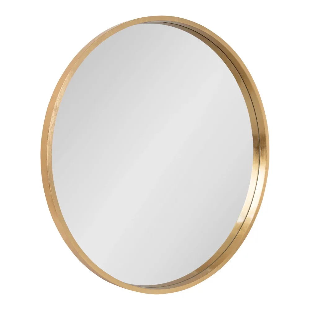 

31.5" Diameter Full-body Mirror Round Wood Wall Mirror Bathroom Mirrors Gold Modern Glam Wall Décor Accentfreight Free