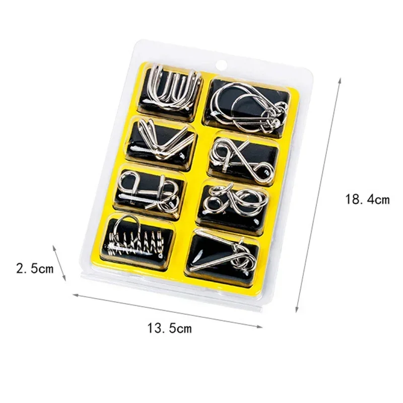 Nine link Metal Children's Puzzle Toy  Stress Reducing Intelligence Buckle 8-piece Set With Detachable Buckle Kids Gifts
