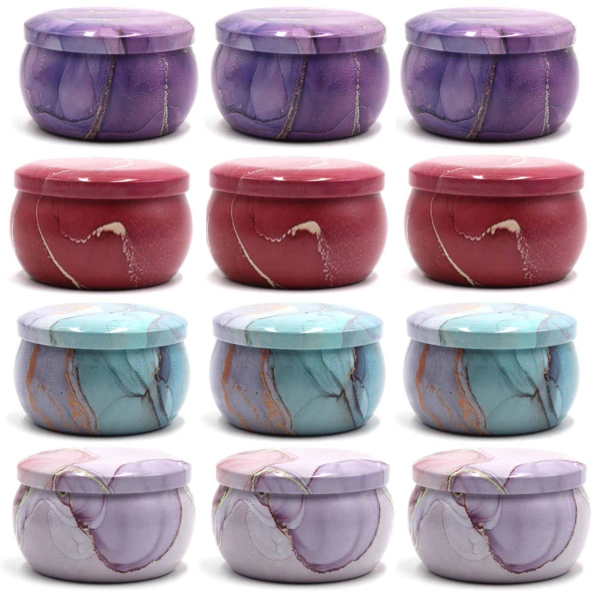 Candle Tin Jars 12pcs 4oz Empty Candle Tin Jars DIY Candle Making Kit Holder Storage Case Dry Spices Sweets