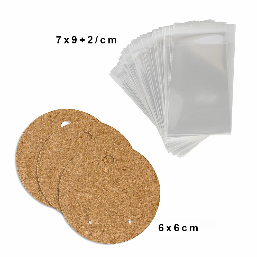 35 Arten 50 Stück mit selbst dichtenden Beuteln Halskette Ohrringe Schmuck Display Verpackung Kraft papier leere Karte handgemachtes DIY Zubehör – Detail 16